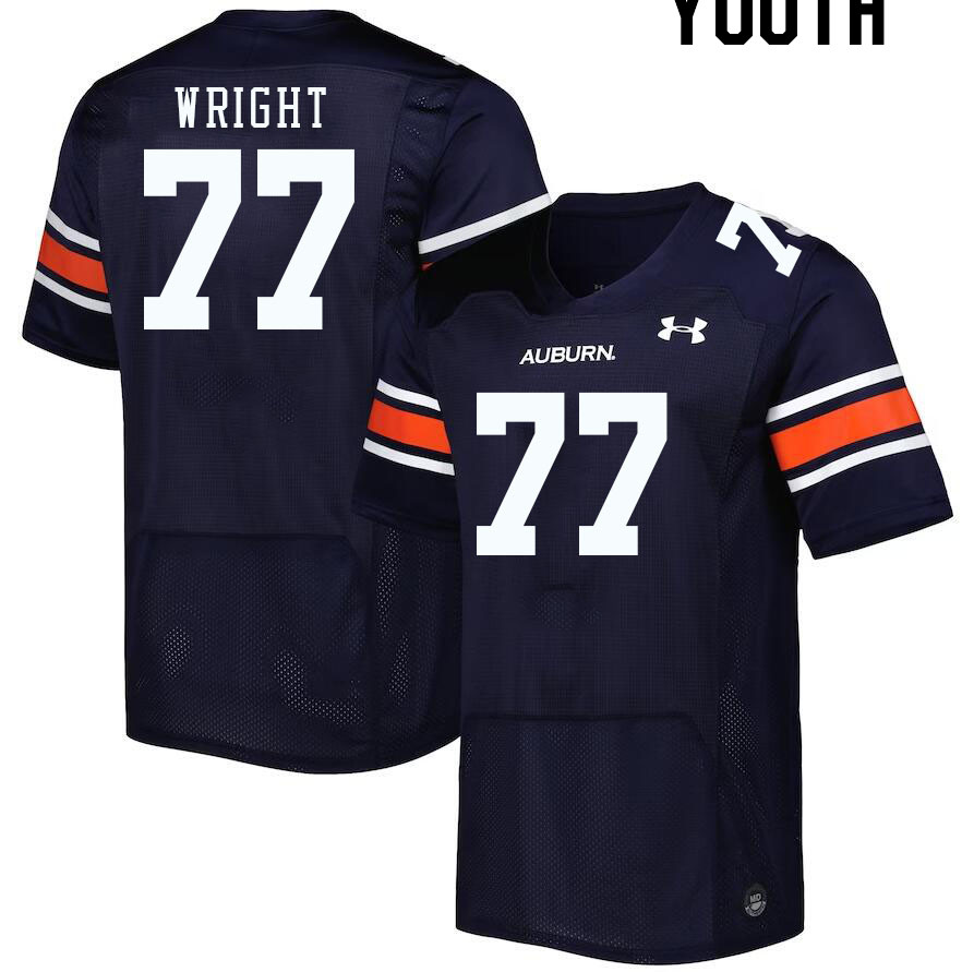Youth #77 Jeremiah Wright Auburn Tigers College Football Jerseys Stitched-Navy - Click Image to Close